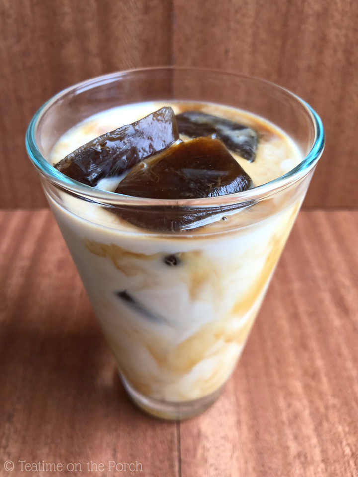 Iced coffee served in a glass.