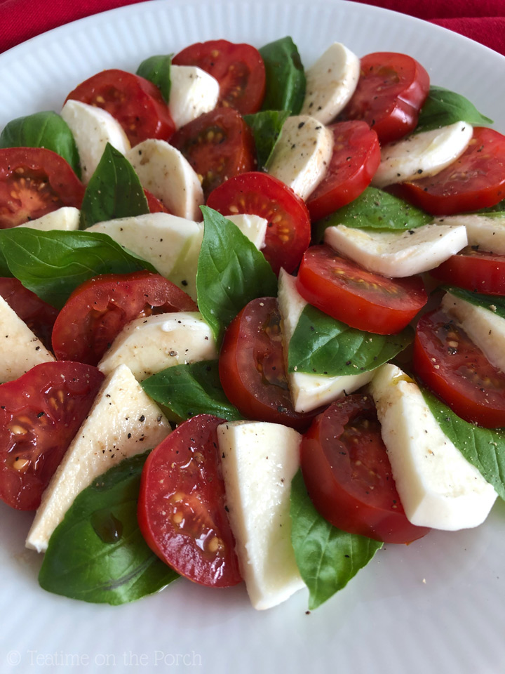 Caprese Salad Caprese salad served on a plate.